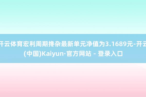 开云体育宏利周期搀杂最新单元净值为3.1689元-开云(中国)Kaiyun·官方网站 - 登录入口